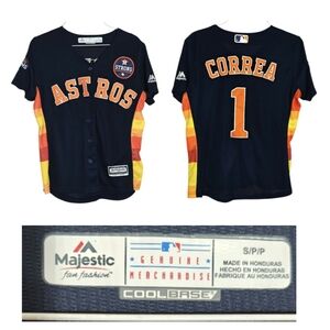 Majestic Navy and Orange Astros Women's Jersey